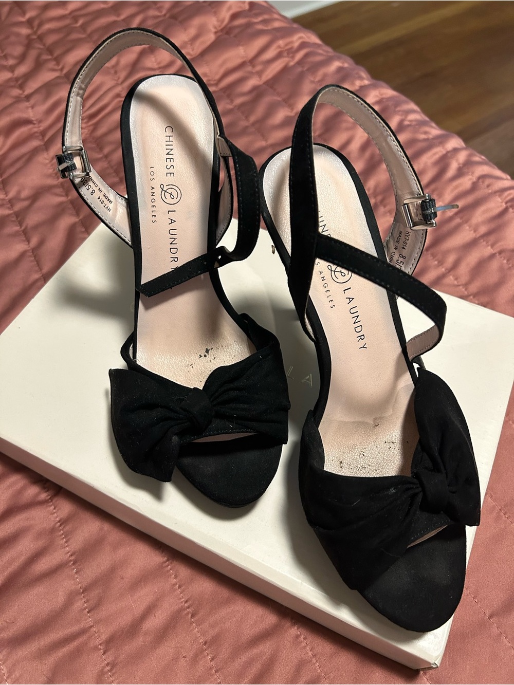 Chinese Laundry Black Bow Slingback Heels